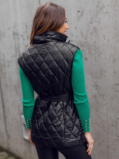 Crni dugi prošiveni prsluk ženski Bolf JIN221A