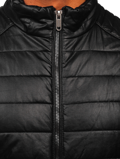 Crna jakna od kože muška biker Bolf EX950