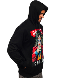 Crna s printom dukserica muška s kapuljačom Bolf 6384