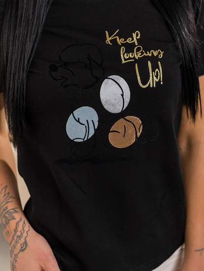 Ženska majica s printom Crna Bolf 95T2519