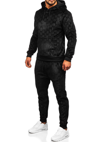 Crna trenirka od velura muška s kapuljačom Bolf 3A81