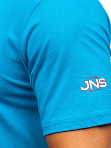 Tirkizni pamučni muški t-shirt s printom Bolf 14741