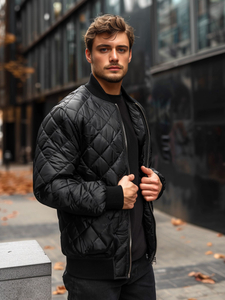 Crna muška prijelazna prošivena bomber jakna Bolf MY-01A2