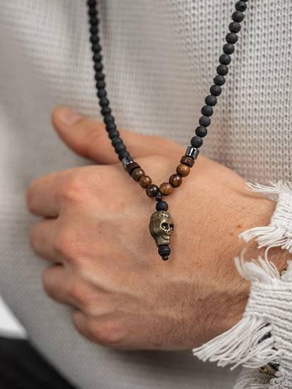 Muška ogrlica s perlama Crna Bolf TT5502