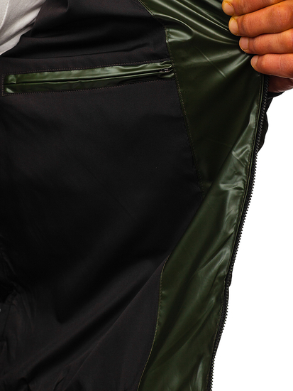 Zelena prijelazna muška bomber jakna s kapuljačom Bolf 6590