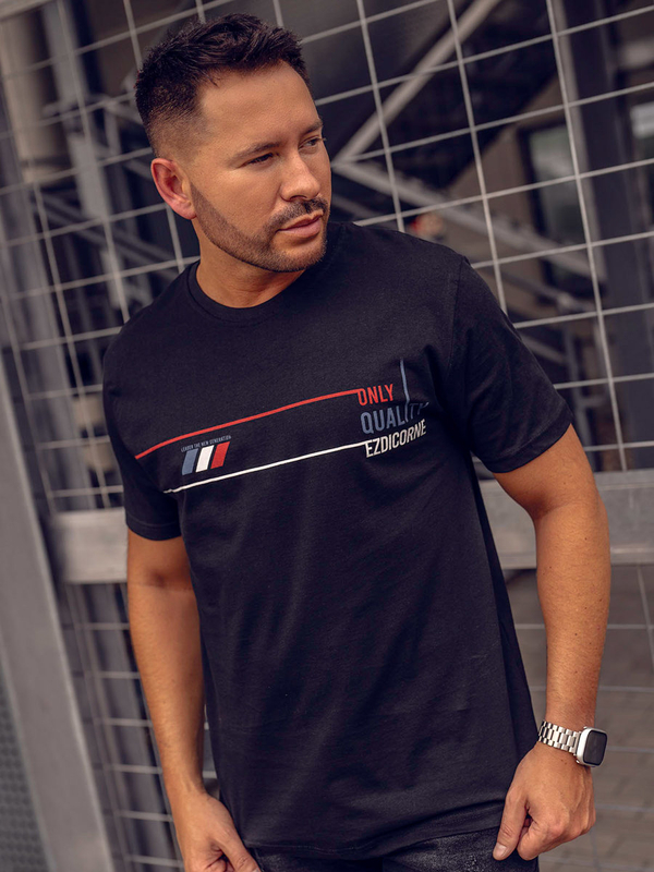 Crni pamučni muški t-shirt s printom Bolf 14772A