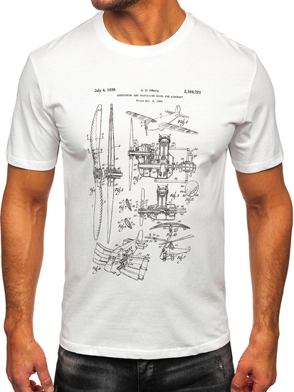 Muška pamučna majica s printom Bijela Bolf MPO3538
