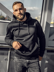 Crna muška majica s kapuljačom s klokan džepom Bolf 2009A4