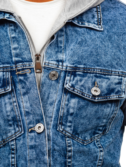 Plava jakna od trapera muška s kapuljačom Bolf HY1017