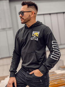 Crna muška majica s kapuljačom s printom Bolf HM611A