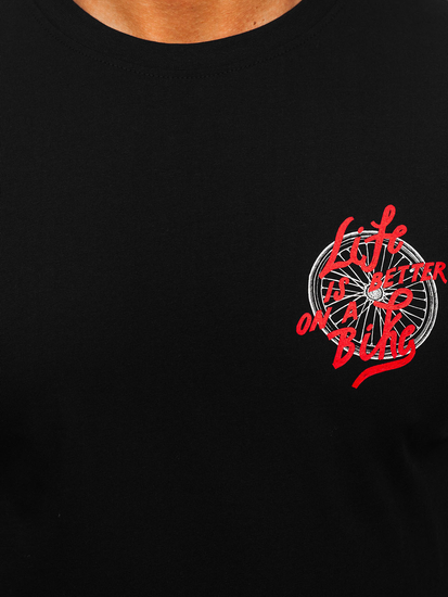 Muška pamučna majica s printom Crna Bolf MPO3555