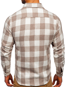 Bež košulja muška od flanela dugih rukava Bolf 20723