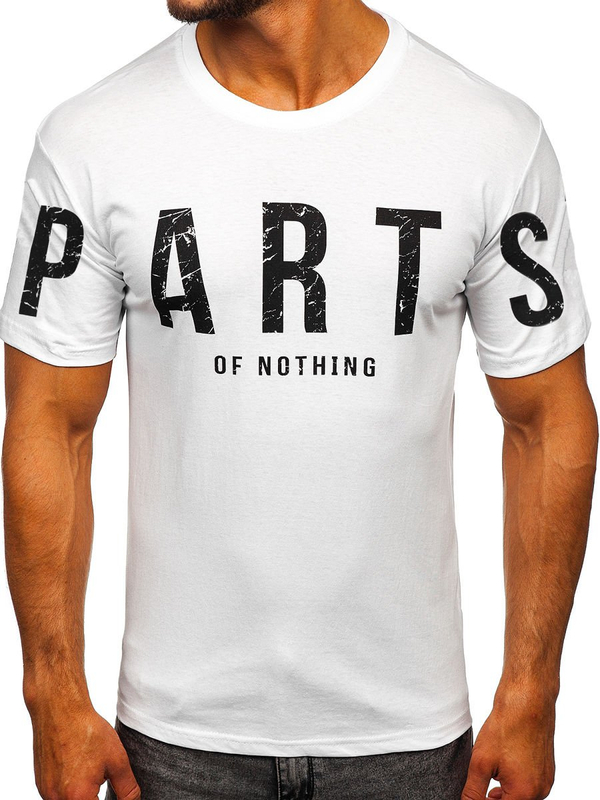 Bijela pamučna muška majica s printom Bolf 1180