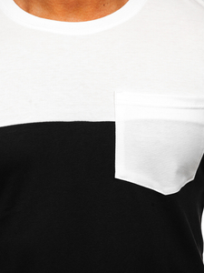 Bijelo-crna bez printa muška majica s džepom Bolf 8T91