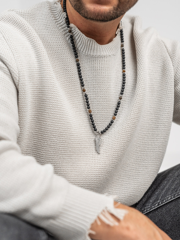 Muška ogrlica s perlama Crna Bolf TT5503