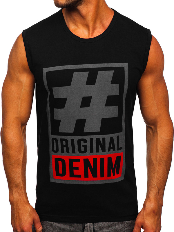 Crno-grafitna majica tank top s printom Bolf 19802