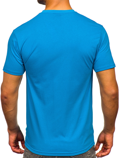 Tirkizna pamučna muška majica kratkih rukava sa printom Bolf 5052