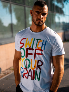 Muška majica s printom bijela Bolf 1181B