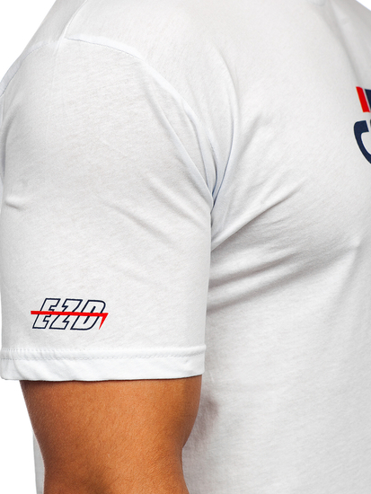 Bijela pamučna muška majica s printom Bolf 14782