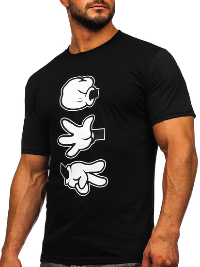 Crna pamučna muška majica s printom Bolf KS1997