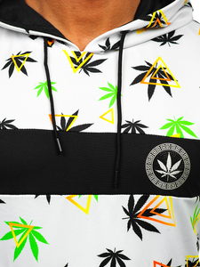 Bijela s printom dukserica muška s kapuljačom Bolf HM631