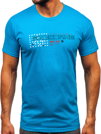 Tirkizni muški pamučni t-shirt s printom Bolf 14732