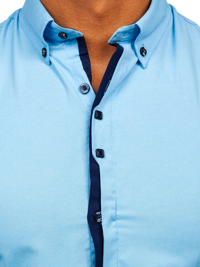 Svijetloplava elegantna muška košulja s dugim rukavima Bolf 24701