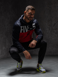 Crvena s printom muška dukserica s kapuljačom Bolf HY972