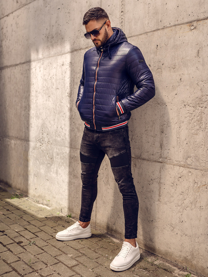 Mornarsko plava prijelazna muška prošivena jakna Bolf 6191A