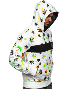 Bijela s printom dukserica muška s kapuljačom Bolf HM631