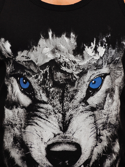 Crna boxer majica tank top s printom Bolf 14850