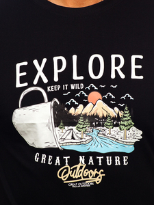 Muška pamučna majica s printom Crna Bolf MPO3485