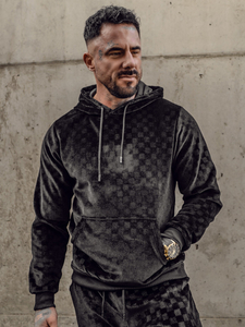 Crna baršunasta muška trenirka s kapuljačom Bolf 3A82-A