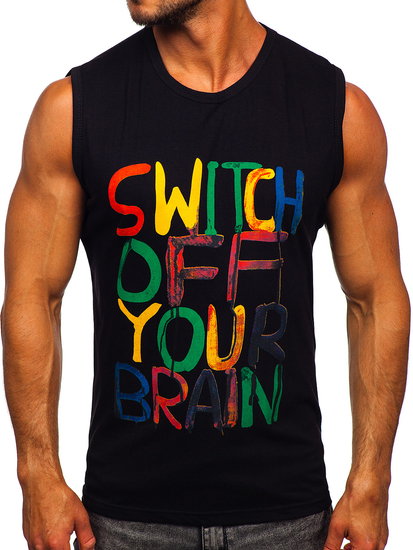 Crna majica tank top s printom Bolf 14803-1