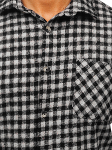 Muška kockasta flanelska košulja dugih rukava Sivo Bolf 2025-2