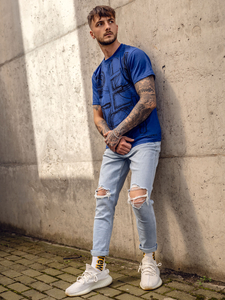 Plava muška majica s printom Bolf KS2525TA