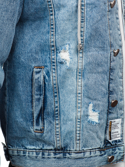 Svijetloplava traper jakna muška s kapuljačom Bolf MJ505BC