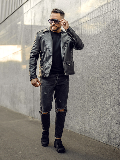 Crna motoristička jakna kožna muška Bolf 11Z8014