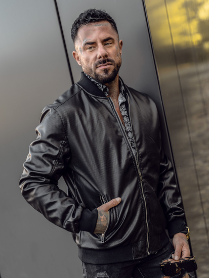 Muška kožna bomber jakna Crna Bolf 7110A2
