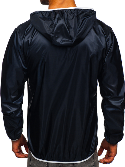 Tamnoplava prijelazna jakna muška vjetrovka s kapuljačom BOLF 5060