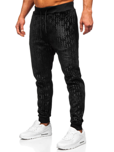 Crna trenirka od velura muška s kapuljačom Bolf 3A81