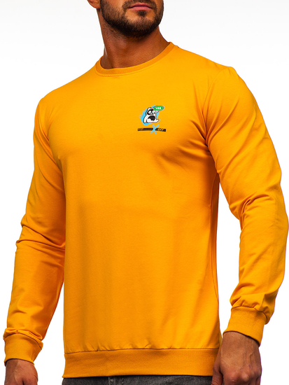 Narančasti muški sweatshirt bez kapuljače s printom Bolf 8744