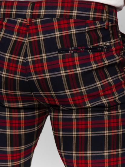 Elegantne muške hlače na kockice Mornarsko plava Bolf 184165