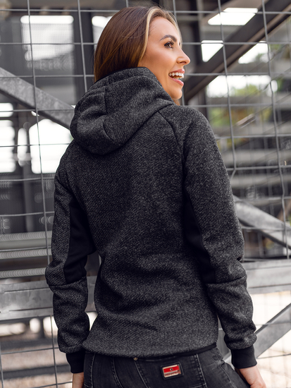 Ženska sportska majica-jakna s kapuljačom crna Bolf KSW4002A