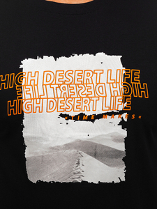 Muška pamučna majica s printom Crna Bolf MPO3465