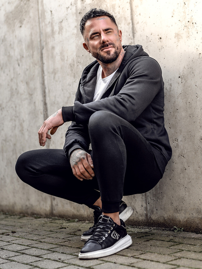 Crna muška majica s kapuljačom Bolf 2008A