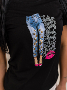 Ženska majica s printom Crna Bolf 95T2507