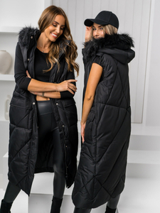 Crna dugi pikirani prsluk za žene Bolf 5M3166