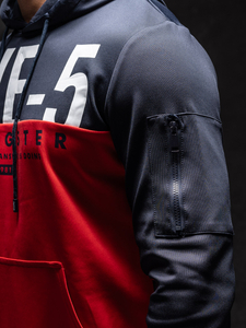 Crvena s printom muška dukserica s kapuljačom Bolf HY972