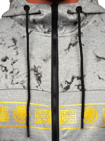 Siva dukserica na zip s kapuljačom Bolf 27B8125